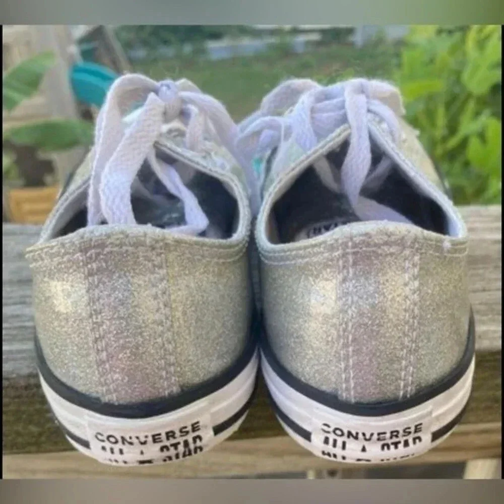 Silver Glitter Converse‎ kids size 3